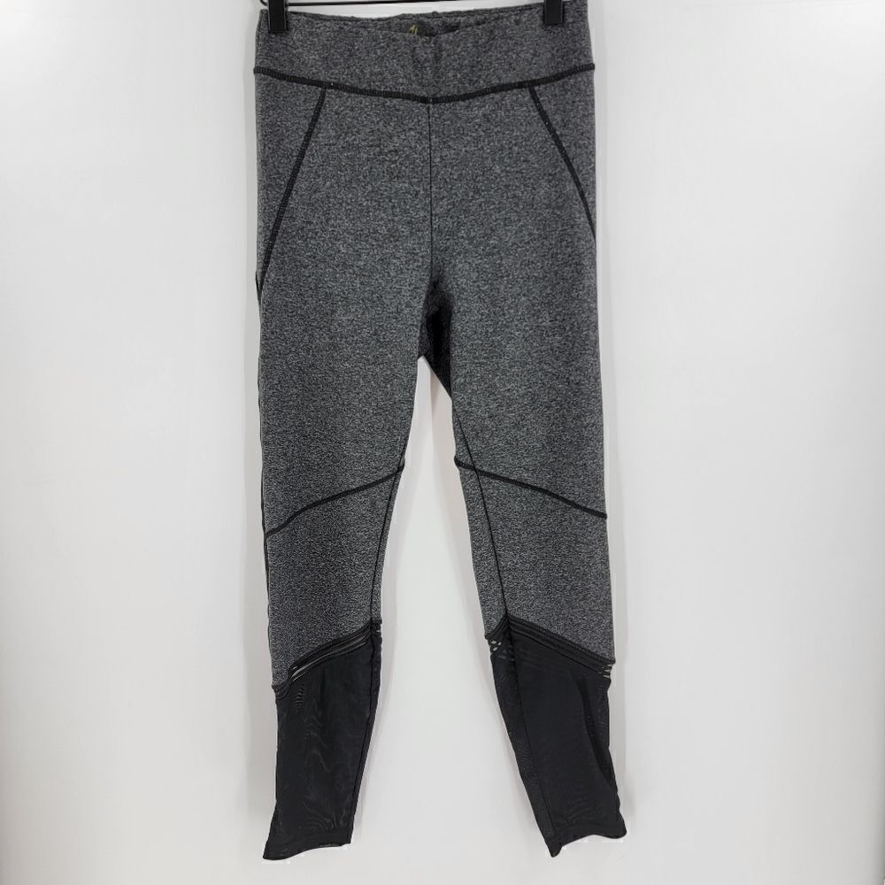 Sam edelman leggings heathered gray black mesh gym workout yoga running medium